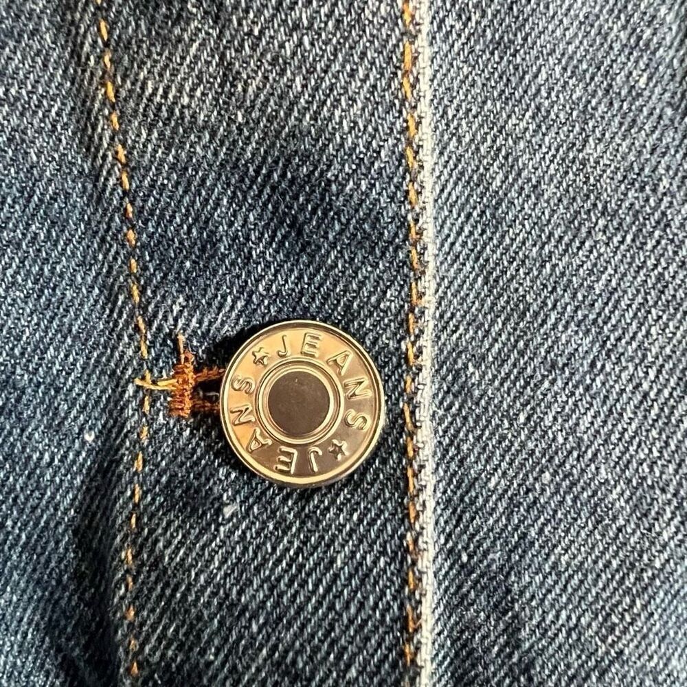 NEW Like Love 2XL Denim Jacket with Quilted Floral Sleeves Blue Jean Button Up - Picture 3 of 5
